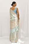 Shop_Neha & Tarun_Blue Silk Embroidery Designer Saree Set _at_Aza_Fashions
