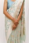 Buy_Neha & Tarun_Blue Silk Embroidery Designer Saree Set _Online_at_Aza_Fashions