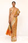 Buy_Neha & Tarun_Yellow Silk Designer Saree With Unstitched Blouse Piece _at_Aza_Fashions