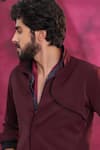 Jatin Malik_Wine Crepe Designer Set _Online_at_Aza_Fashions