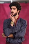 Shop_Jatin Malik_Gray Crepe Greyish Blue Designer Set _at_Aza_Fashions