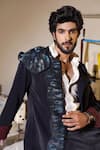 Shop_Jatin Malik_Blue Crepe Midnight Water Lily Set _at_Aza_Fashions