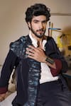Jatin Malik_Blue Crepe Midnight Water Lily Set _Online_at_Aza_Fashions