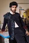 Buy_Jatin Malik_Blue Crepe Midnight Water Lily Set _at_Aza_Fashions