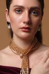 Dugran By Dugristyle_Green Gilded Bloom Drop Earring _Online_at_Aza_Fashions