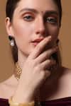 Buy_Dugran By Dugristyle_Green Gilded Bloom Drop Earring _Online_at_Aza_Fashions