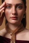 Shop_Dugran By Dugristyle_Green Gilded Bloom Drop Earring _Online_at_Aza_Fashions