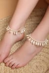 Buy_Dugran By Dugristyle_Cream Pearls, Stones Ivory Gold-plated Anklet _at_Aza_Fashions