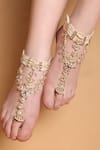Buy_Dugran By Dugristyle_Red Gemstones, Pearls Rosefire Elegance Gold-plated Anklet _at_Aza_Fashions
