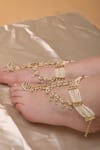 Dugran By Dugristyle_Red Gemstones, Pearls Rosefire Elegance Gold-plated Anklet _Online_at_Aza_Fashions