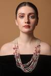 Shop_Dugran By Dugristyle_Pink Rosy Radiance Haar Pendent Necklace _at_Aza_Fashions