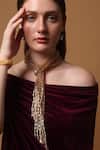 Buy_Dugran By Dugristyle_Peach Gold-plated Pearl Strand Necklace _at_Aza_Fashions