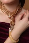 Buy_Dugran By Dugristyle_Peach Gold-plated Pearl Strand Necklace _Online_at_Aza_Fashions