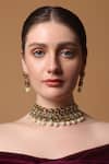 Shop_Dugran By Dugristyle_Green Pearls Forest Muse Necklace Set _at_Aza_Fashions