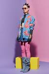 Shop_Esha L Amin_Multi Color Georgette Embroidery Open Neck Reversible Bomber Jacket In Prints _Online_at_Aza_Fashions