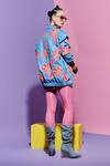 Shop_Esha L Amin_Multi Color Georgette Embroidery Open Neck Reversible Bomber Jacket In Prints _at_Aza_Fashions