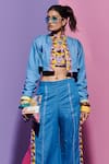 Buy_Esha L Amin_Blue Denim Embroidery Open Neck Jacket _Online_at_Aza_Fashions