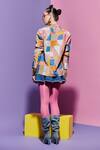 Shop Esha L Amin Multi Color Denim Embroidery Geometric Print Blazer at Aza Fashions Shop_Esha L Amin_Multi Color Denim Embroidery Geometric Print Blazer _at_Aza_Fashions