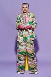 Buy_Esha L Amin_Multi Color Georgette Scenery Print Blazer _at_Aza_Fashions