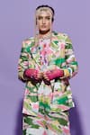 Buy_Esha L Amin_Multi Color Georgette Scenery Print Blazer _Online_at_Aza_Fashions