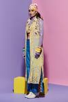 Esha L Amin_Yellow Viscose Embroidery Amoeba Print Long Shirt _Online_at_Aza_Fashions