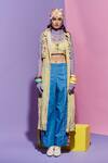 Buy_Esha L Amin_Yellow Viscose Embroidery Amoeba Print Long Shirt _at_Aza_Fashions
