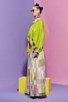 Esha L Amin_Green Crepe Embroidery Collared Neon Shirt _Online_at_Aza_Fashions