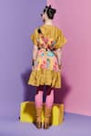 Shop_Esha L Amin_Multi Color Georgette Round Neck Mustard Croissant Corset Dress _at_Aza_Fashions