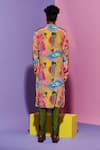 Shop_Esha L Amin_Multi Color Croissant Print Men's Kurta _at_Aza_Fashions