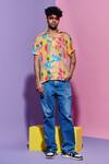 Buy_Esha L Amin_Multi Color Cotton Croissant Print Men's Shirt _at_Aza_Fashions