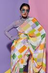 Buy_Esha L Amin_Lilac Lycra Sequins Crew Neck Embellished Glove Cropped Top _at_Aza_Fashions