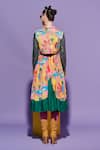 Shop_Esha L Amin_Multi Color Georgette Sequins Round Neck Quilted Cropped Jacket _at_Aza_Fashions