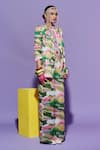 Shop_Esha L Amin_Multi Color Georgette Scenery Print Trousers _at_Aza_Fashions