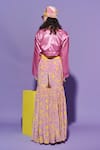 Shop_Esha L Amin_Pink Viscose, Crepe Fan Print Sharara Pants _at_Aza_Fashions