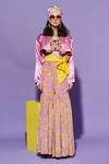 Buy_Esha L Amin_Pink Viscose, Crepe Fan Print Sharara Pants _at_Aza_Fashions