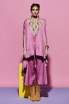 Buy_Esha L Amin_Lavender Linen, Silk Palazzo Pant _at_Aza_Fashions