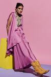 Shop_Esha L Amin_Lavender Linen, Silk Palazzo Pant _at_Aza_Fashions
