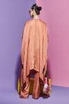 Shop_Esha L Amin_Peach Linen, Silk Straight Pink Pants _at_Aza_Fashions