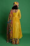 Shop_Esha L Amin_Yellow Silk Embroidery Round Neck Anarkali _at_Aza_Fashions