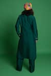Shop_Esha L Amin_Multi Color Silk Embroidery Round Neck Green Croissant Print Kurta _at_Aza_Fashions