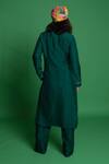 Shop_Esha L Amin_Green Silk Croissant Print Palazzo _at_Aza_Fashions
