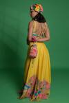 Shop_Esha L Amin_Multi Color Crepe Embroidery Scoop Neck Croissant Blouse _at_Aza_Fashions