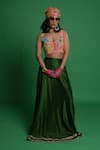 Buy_Esha L Amin_Green Silk Plain Olive Lehenga _at_Aza_Fashions