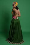 Shop_Esha L Amin_Green Silk Plain Olive Lehenga _at_Aza_Fashions