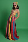Buy_Esha L Amin_Multi Color Silk Panelled Kali Lehenga _Online_at_Aza_Fashions