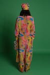 Shop_Esha L Amin_Multi Color Crepe Round Neck Croissant Print Shirt Kurta _at_Aza_Fashions