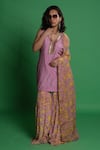Buy_Esha L Amin_Multi Color Viscose, Organza Fan Print Dupatta _at_Aza_Fashions