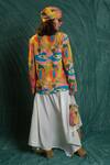 Shop_Esha L Amin_Multi Color Crepe Embroidery Croissant Print Blazer _at_Aza_Fashions