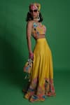 Esha L Amin_Yellow Silk Embroidery Designer Lehenga With Croissant Border _Online_at_Aza_Fashions