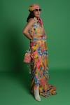 Esha L Amin_Multi Color Crepe Croissant Pre Draped Ruffle Saree _Online_at_Aza_Fashions